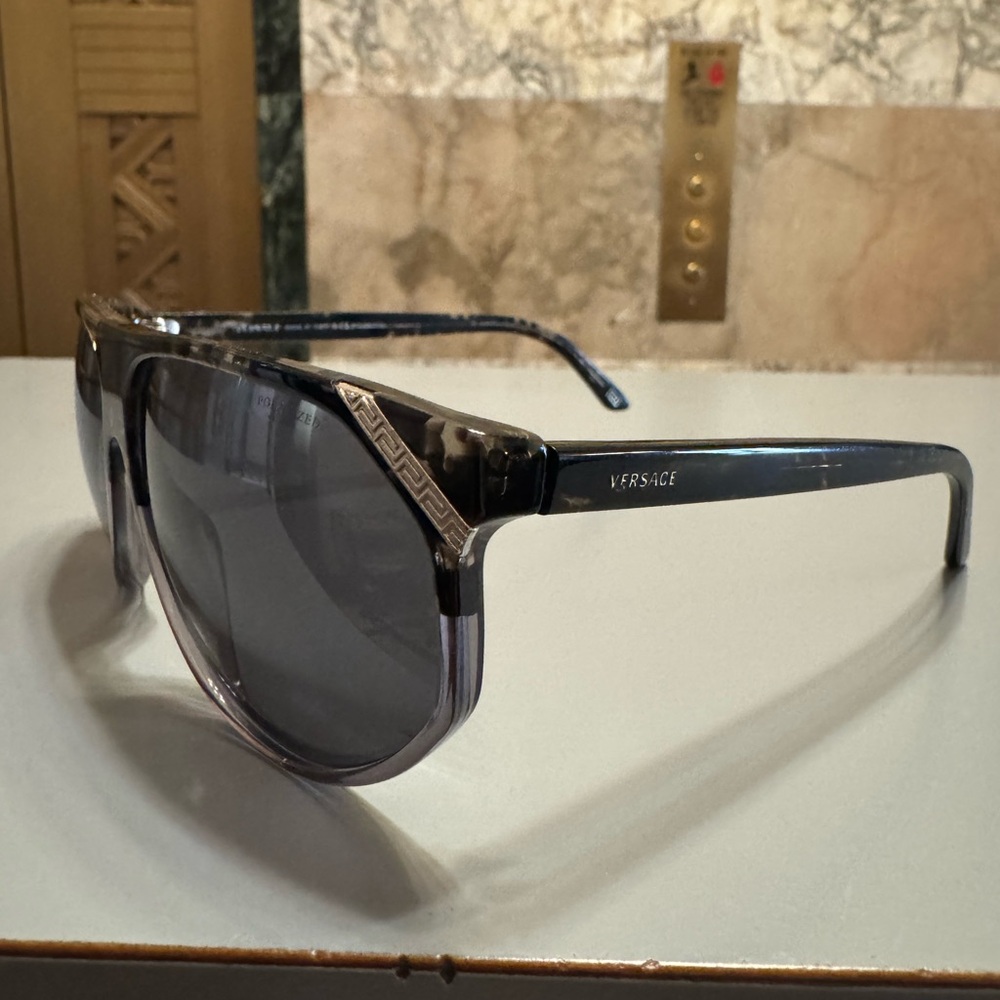 Versace Silver and Black Sunglasses